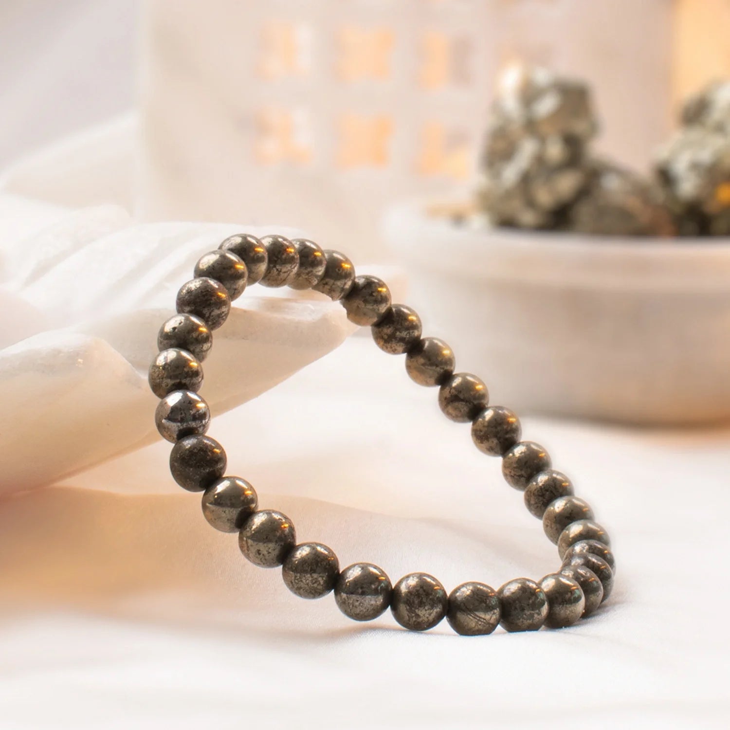 Raw Pyrite Bracelet (Women - 6mm Beads)