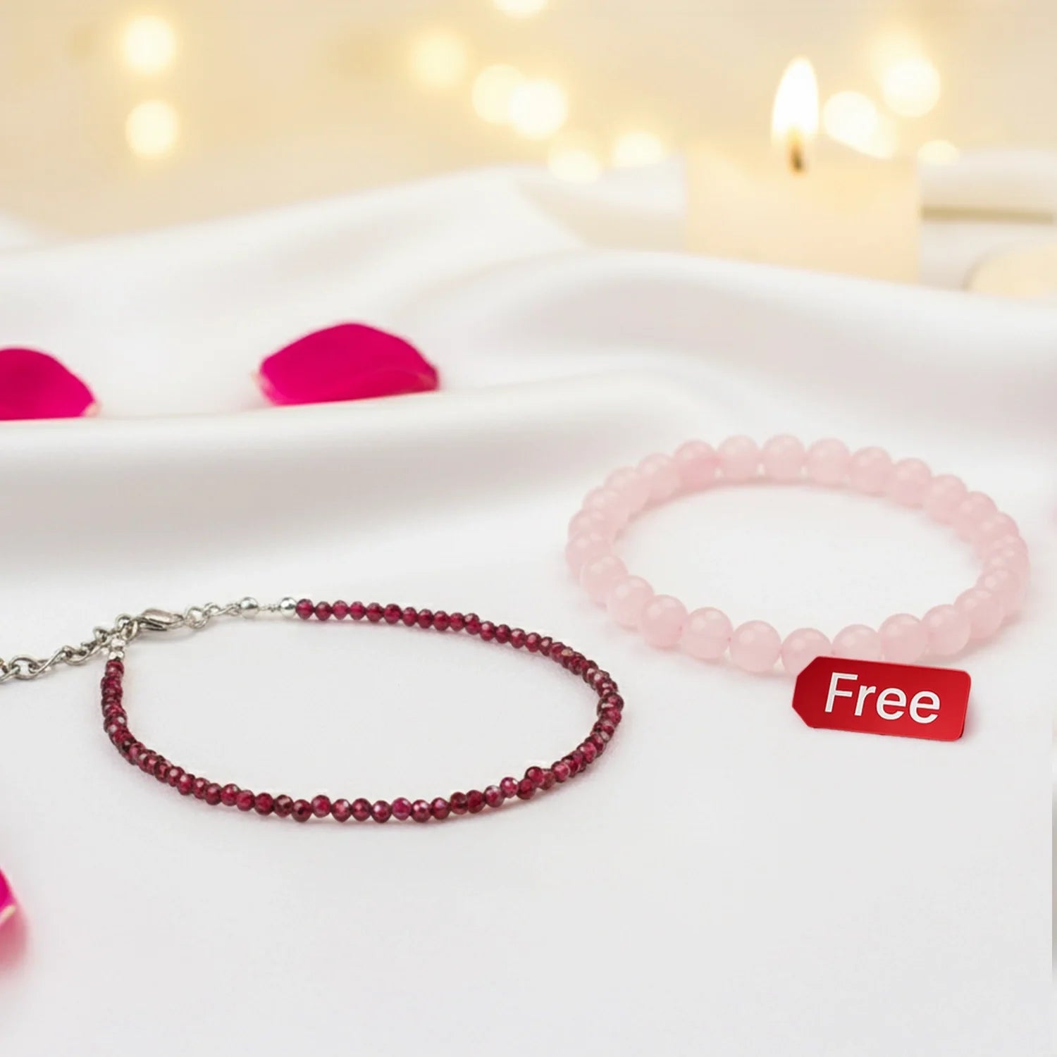 Garnet Anklet with FREE Rose Quartz 6mm Bracelet