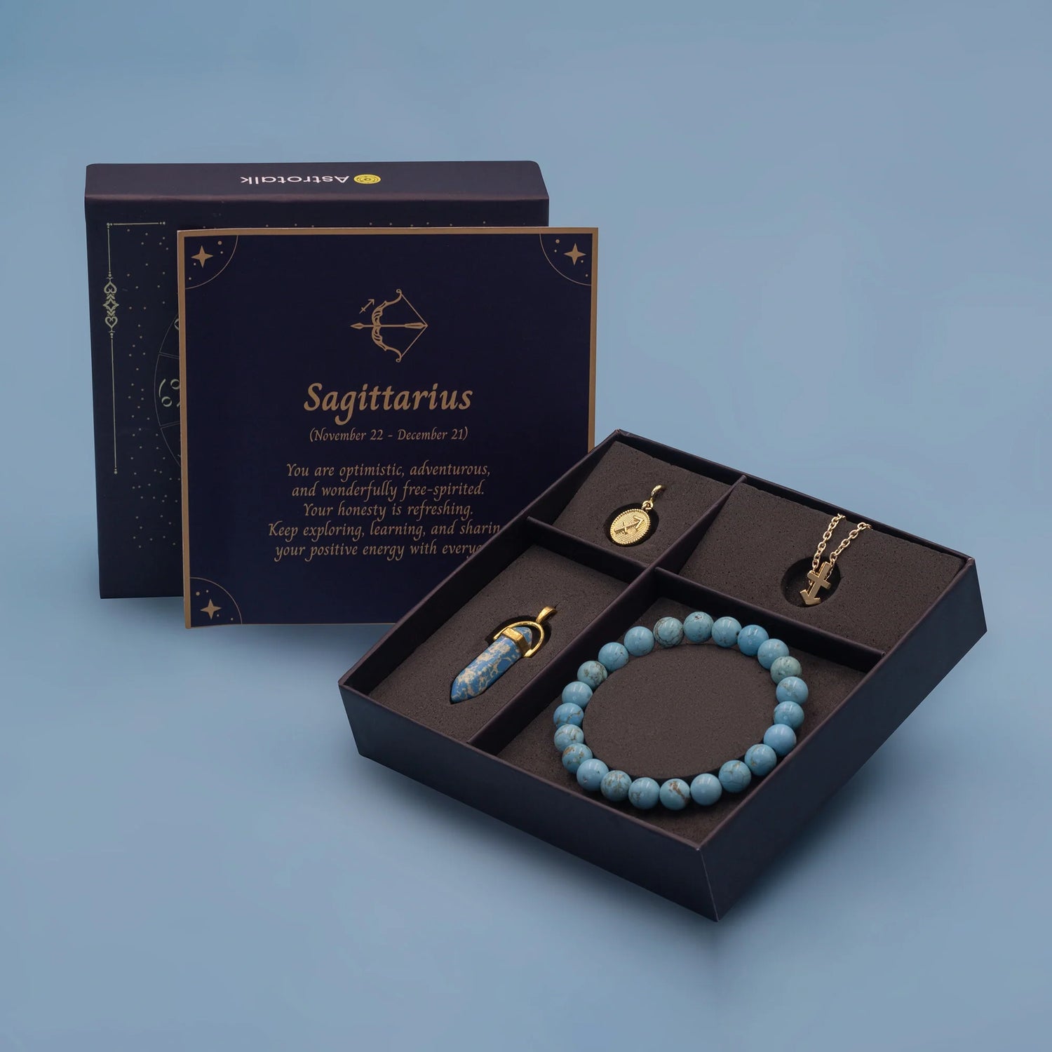 Turquoise Crystal Jewellery Box (Dhanu Rashi) Sagittarius