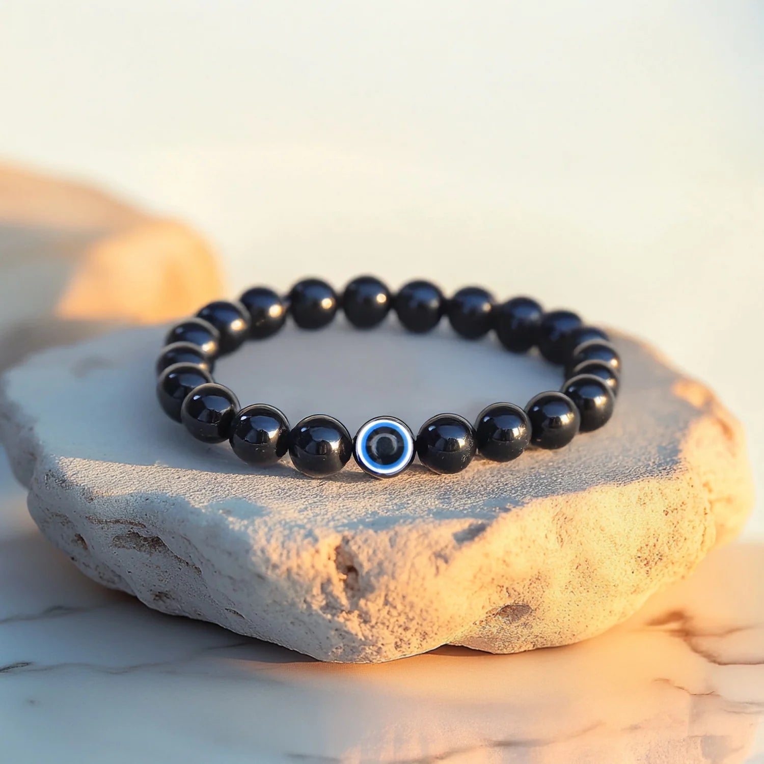 Evil Eye Bracelet with Black Obsidian