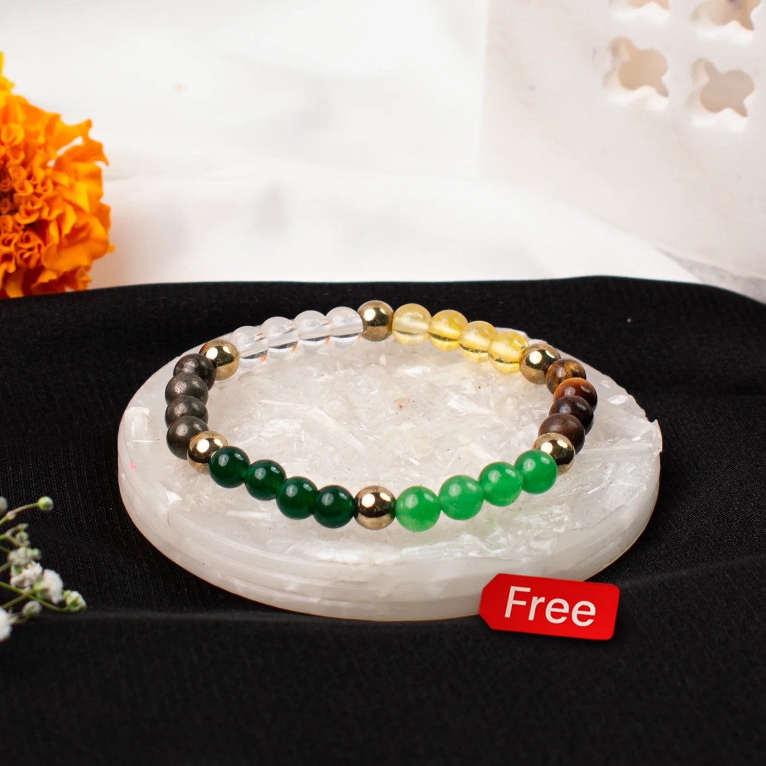 Dhan Yog 6mm Bracelet With Free Raw Selenite Plate