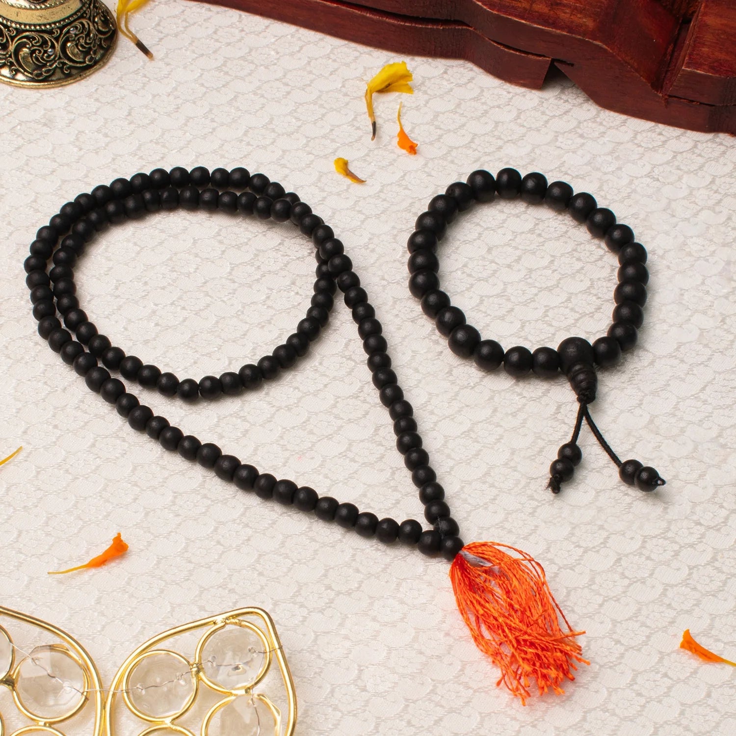 Karungali Malai (6mm, 108+1 Beads) With Karungali Bracelet with Govt. Certification